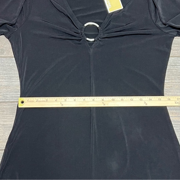 NWT $140 Michael Kors Black O-ring Dress Size Medium L/S Sheath Dress - Picture 10 of 16